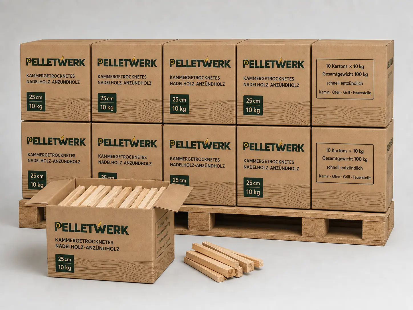 Rami di legno tenero essiccati in forno, 25 cm – 10 cartoni × 10 kg elettrodonovan